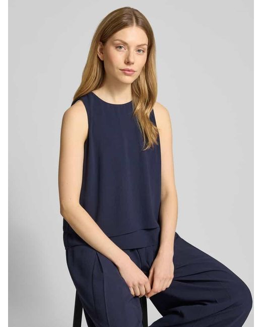 S.oliver Blue Regular Fit Blusentop aus Crêpe