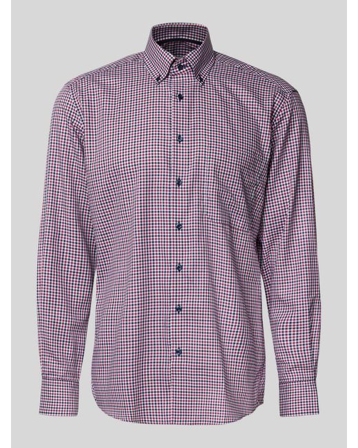 Eterna Comfort Fit Zakelijk Overhemd Met Button-Downkraag in het Purple voor heren