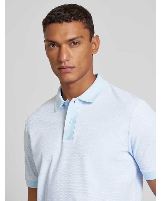 Boss Slim Fit Poloshirt mit Strukturmuster Modell 'Phillipson' in Blue für Herren