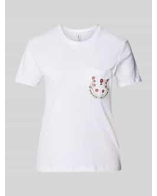 ONLY Regular Fit T-shirt Van Puur Katoen in het White