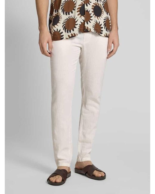 Lindbergh Tapered Fit Leinenhose mit elastischem Bund in White für Herren