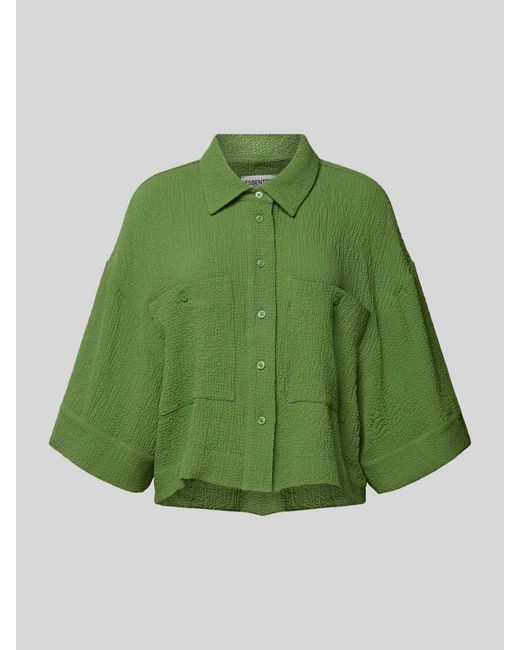 Essentiel Antwerp Korte Overhemdblouse Met Structuurmotief in het Green