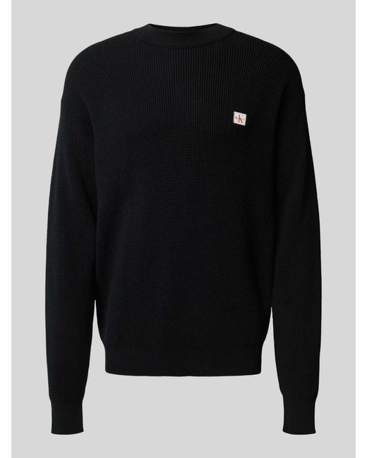 Calvin Klein Gebreide Pullover Met Labelpatch in het Black voor heren