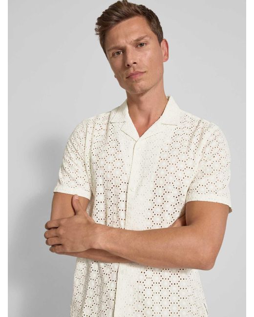 Casual Friday Regular Fit Vrijetijdsoverhemd Met Broderie Anglaise in het Natural voor heren
