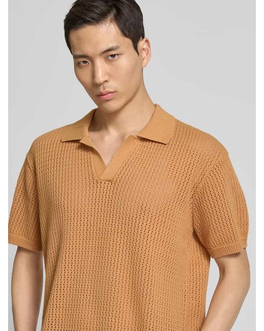 Casual Friday Regular Fit Poloshirt mit Lochmuster Modell 'ASTON' in Natural für Herren