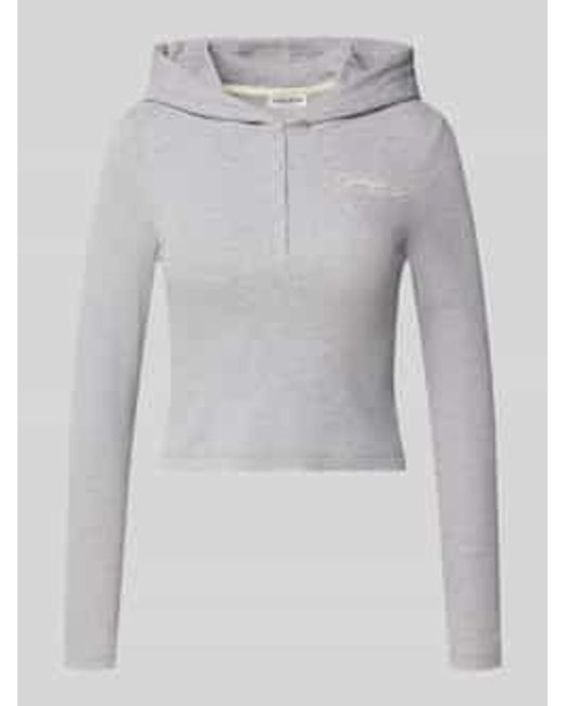 Guess Slim Fit Shirt Met Lange Mouwen, Capuchon En Labelstitching in het Gray