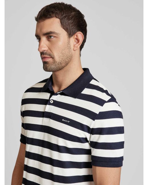 Gant Poloshirt mit Label-Stitching Modell 'STRIPE' in Blue für Herren