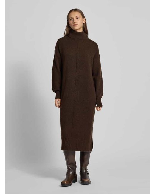 Pieces Brown Oversized Strickkleid mit Wollanteil Modell 'MALOU'