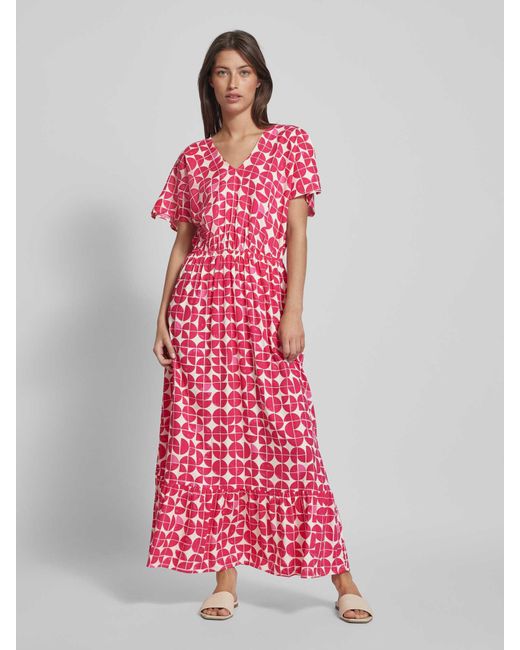 Ichi Red Kleid aus viskose mit Allover-Muster Modell 'Nasreen'