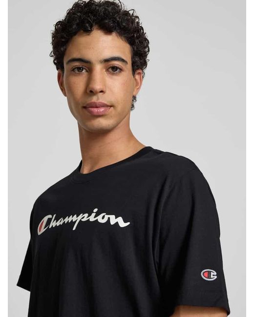 Champion T-Shirt mit Label-Print in Black für Herren