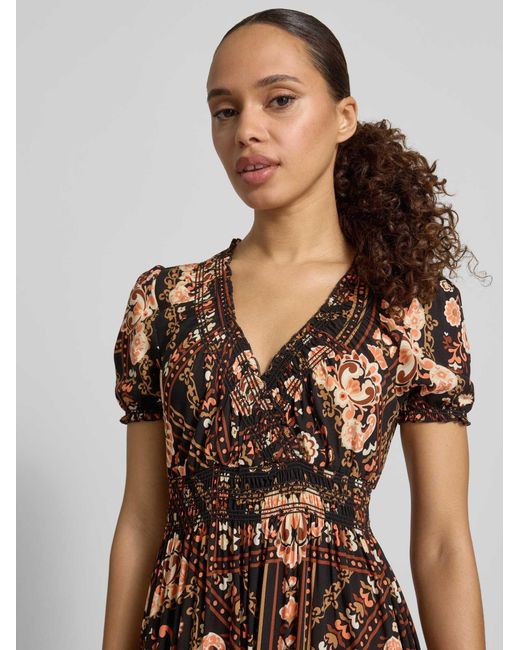 Apricot Maxi-Jurk Van Viscose Met V-Hals in het Brown
