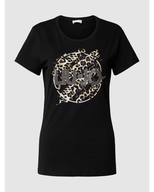 Liu Jo T-shirt Met Label- En Motiefprint in het Black