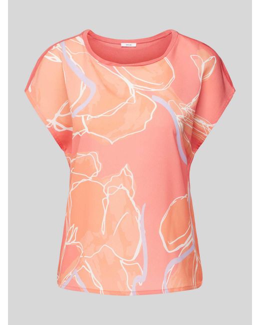 Opus T-shirt Van Viscose Met All-over Motief in het Pink