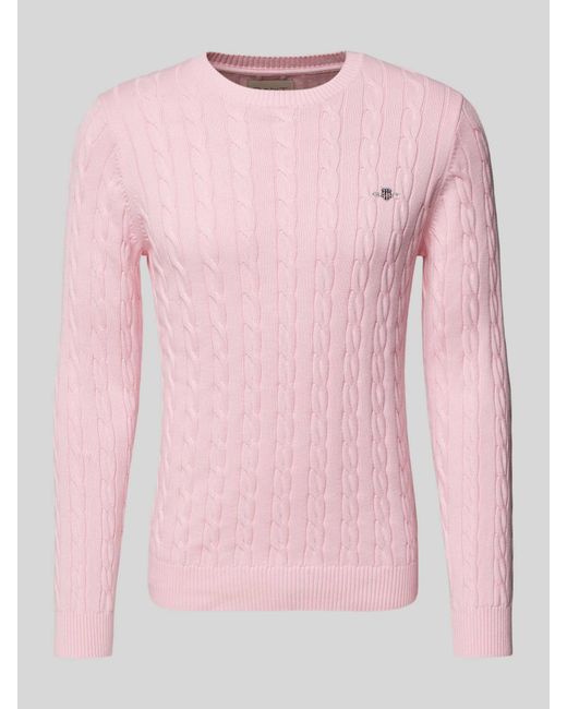 Gant Gebreide Pullover Met Ronde Hals in het Pink voor heren