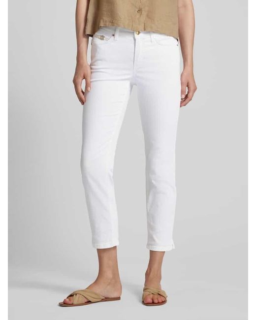 Cambio White Slim Fit Jeans mit Label-Applikation Modell 'PIPER'
