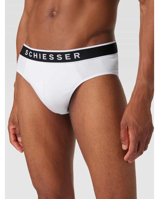 Schiesser Slip Mit Logo-Bund Im 3Er-Pack in White für Herren
