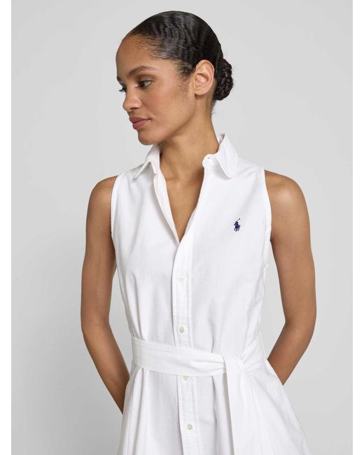 Polo Ralph Lauren Knielange Jurk Met Strikceintuur in het White