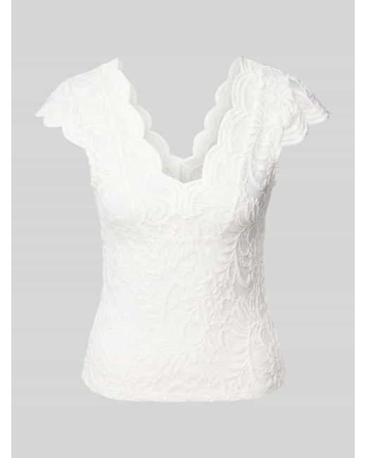 ONLY White Blusenshirt mit Spitzenbesatz Modell 'ALBA'