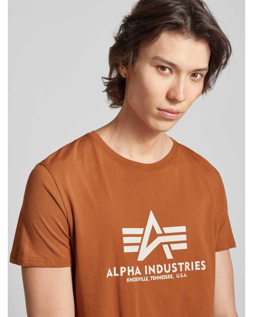 Alpha Industries T-shirt Met Labelprint in het Orange voor heren