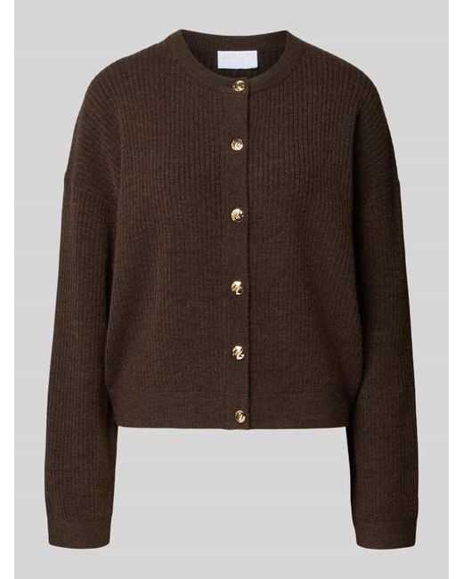 Jake*s Brown Regular Fit Jacke in Strick-Optik mit Rundhalsausschnitt