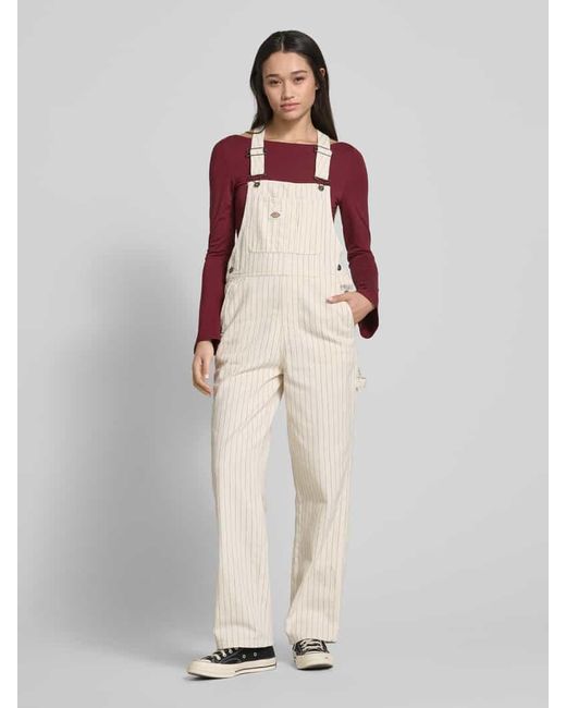 Dickies Natural Straight Leg Latzhose mit Label-Patch Modell 'SERVICE BIB'