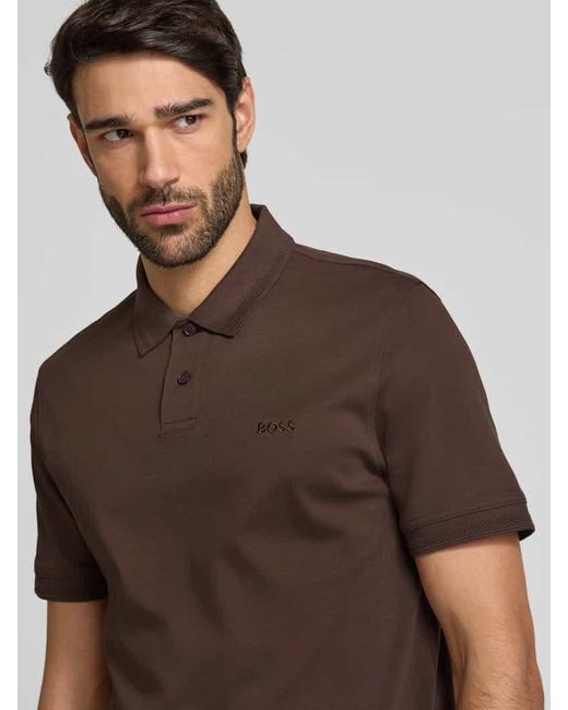 Boss Regular Fit Poloshirt Mit Label-Stitching Modell 'Interlock' in Brown für Herren