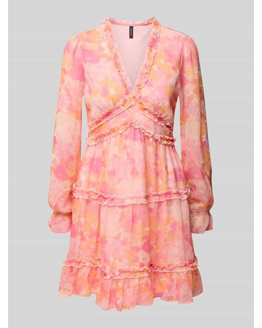 Vero Moda Pink Tailliertes Minikleid mit Volants Modell 'SMILLA'