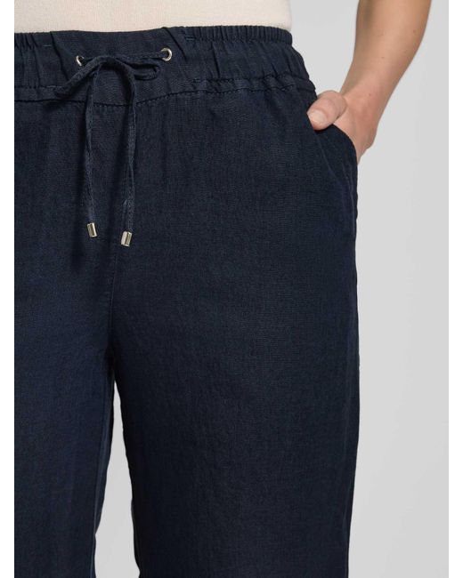 Toni Wide Leg Linnen Broek Met Verkort Model in het Blue