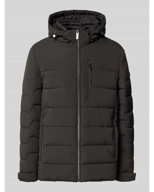 Bugatti Steppjacke mit Kapuze und Reißverschlusstaschen in Black für Herren