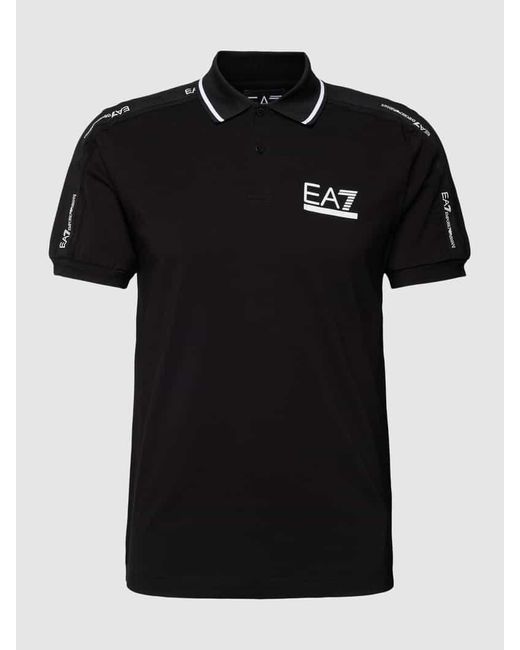 EA7 Regular Fit Poloshirt mit Label-Print in Black für Herren