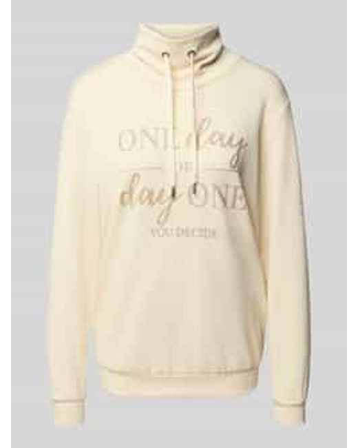 Soya Concept Sweatshirt Met Opstaande Kraag En Tunnelkoord, Model 'Banu' in het Natural