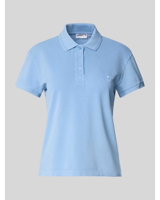 Jake*s Poloshirt Met Motiefstitching in het Blue