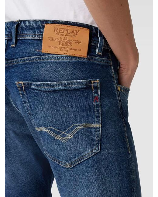 Replay Straight Fit Jeans im 5-Pocket-Design Modell 'Grover' in Blue für Herren