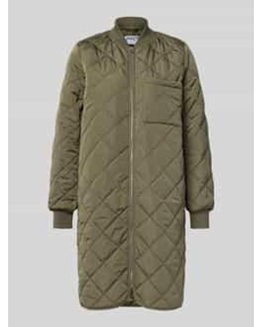 Jake*s Regular Fit Gewatteerde Lange Jas Met Opstaande Kraag in het Green