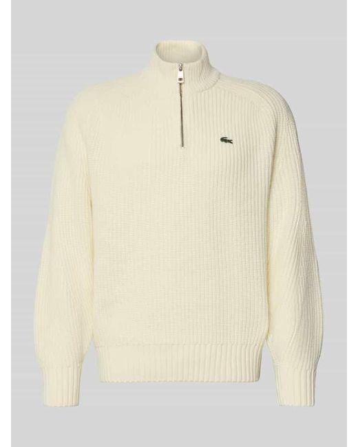 Lacoste Regular Fit Troyer aus reiner Wolle in Natural für Herren