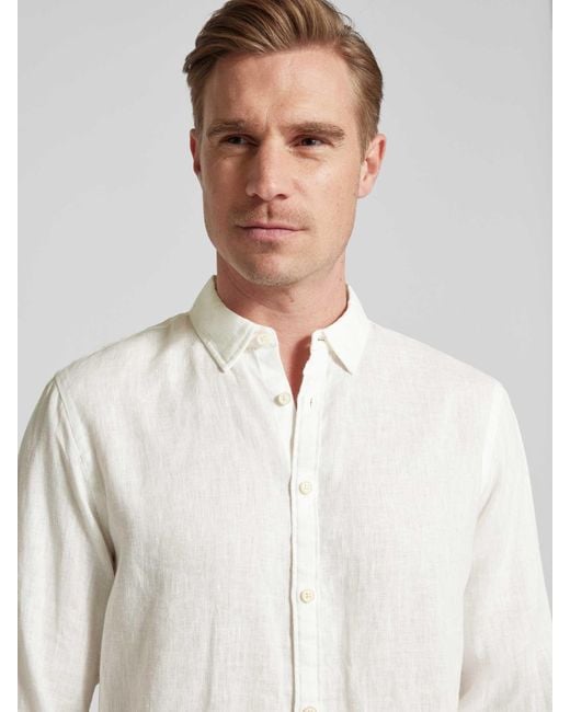 Scotch & Soda Regular Fit Leinenhemd mit Label-Stitching in White für Herren