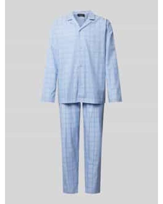 Hanro Pyjama Met All-over Motief in het Blue voor heren