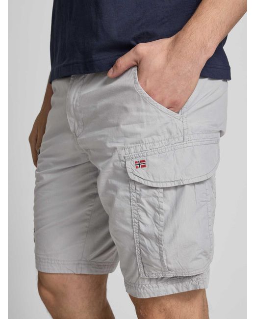 Napapijri Loose Fit Korte Cargobroek Met Logostitching in het Gray voor heren