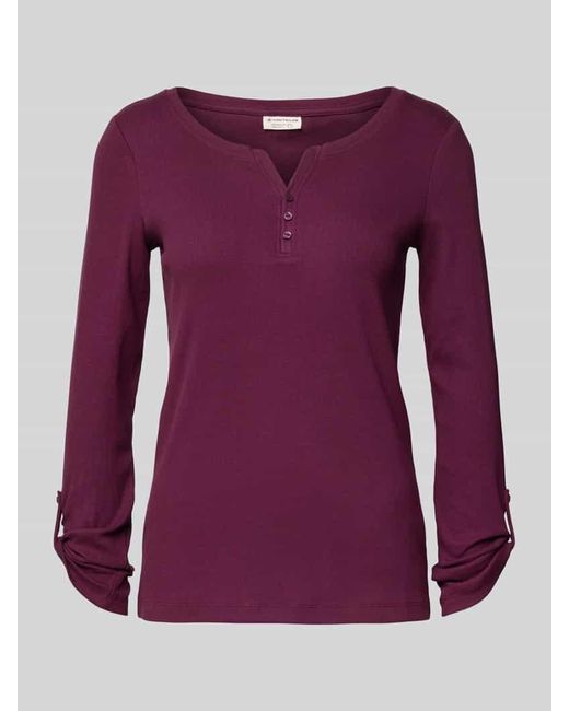 Tom Tailor Purple Regular Fit Langarmshirt aus Baumwoll-Mix