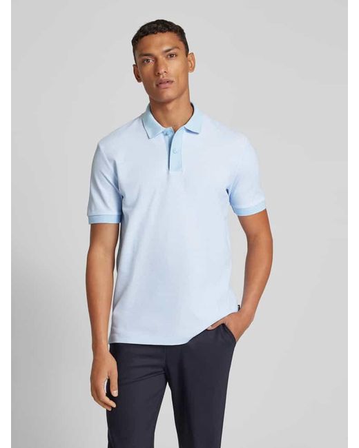 Boss Slim Fit Poloshirt mit Strukturmuster Modell 'Phillipson' in Blue für Herren