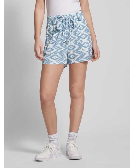 ONLY Blue High Waist Shorts mit Bindegürtel Modell 'NOVA LIFE TALIA'