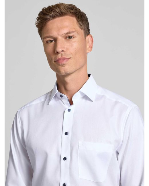 Olymp Modern Fit Zakelijk Overhemd Met Kentkraag in het White voor heren
