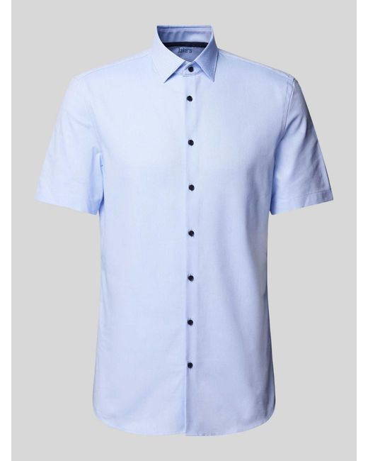 Jake*s Slim Fit Zakelijk Overhemd Met Klein Motief En Kentkraag in het Blue voor heren