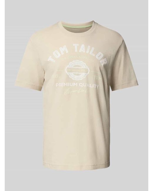 Tom Tailor Regular Fit T-Shirt aus reiner Baumwolle in Natural für Herren