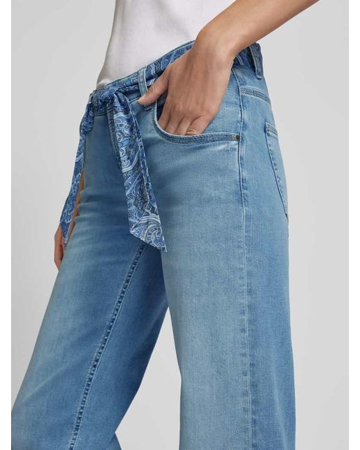 Cambio Blue Wide Leg Jeans mit Bindegürtel Modell 'TESS'