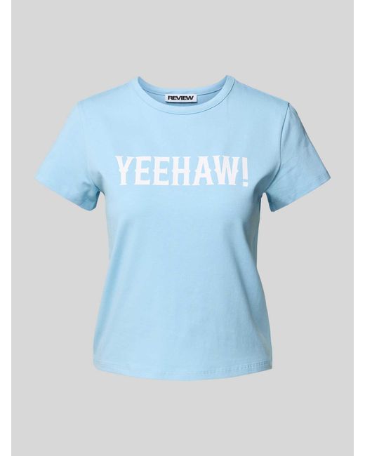 Review T-shirt Met Statementprint in het Blue