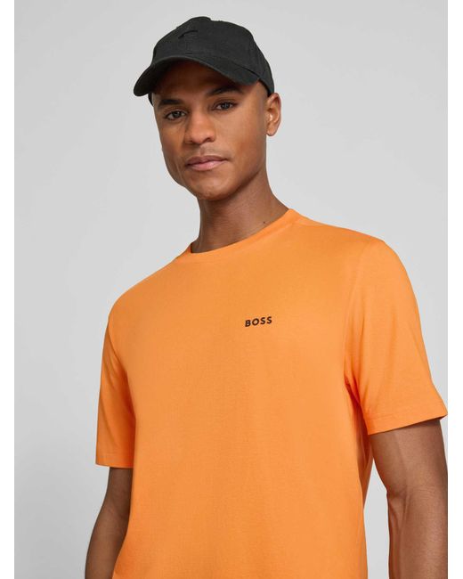 Boss Regular Fit T-Shirt Van Katoenmix Model 'Tee' in het Orange voor heren
