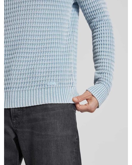 HUGO Strickpullover Mit Gerippten Abschlüssen Modell 'Sardello' in Blue für Herren