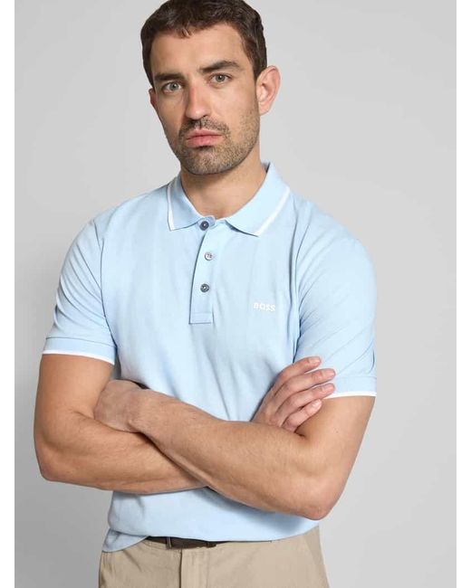 Boss Regular Fit Poloshirt mit Label-Print Modell 'Parlay' in Blue für Herren