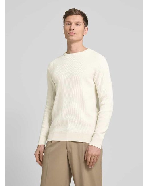 Lindbergh Strickpullover mit Rundhalsausschnitt in Natural für Herren